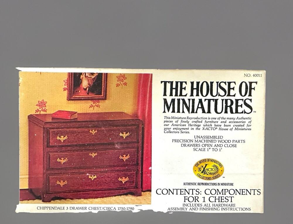 Vintage The House of Miniatures Chippendale 6 Drawer Chest Kit# 40010